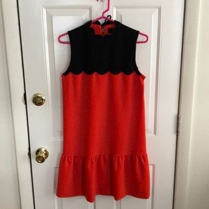 Victoria Beckham x Target Red Black Scallop Dress